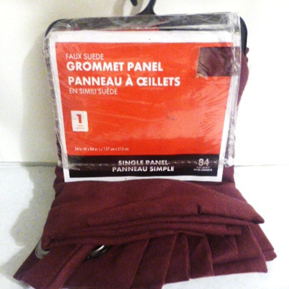 DEC1 - Faux Suede GROMMET PANEL CURTAIN 1 Panel Drape 84" x 54" Curtain Rod
